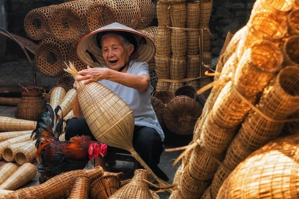Vietnam vrouw weven