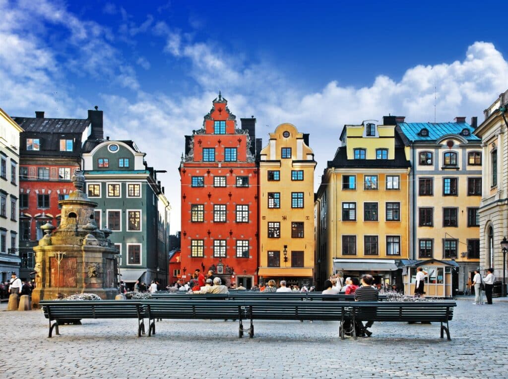 Bâtiment colorés typiques de Stockholm
